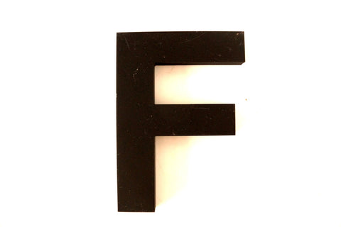 Vintage Industrial Letter "F" 3D Sign Letter in Black Heavy Plastic, 5" tall (c.1980s) - thirdshift