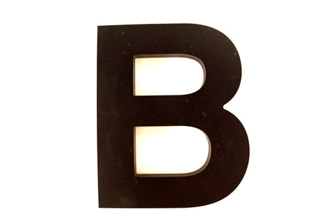Vintage Industrial Letter "B" 3D Sign Letter in Black Heavy Plastic, 5" tall (c.1980s) - thirdshift