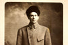 Antique Photo Post Card of Man in Long Coat with Fur Hat (c.1890s) - thirdshift