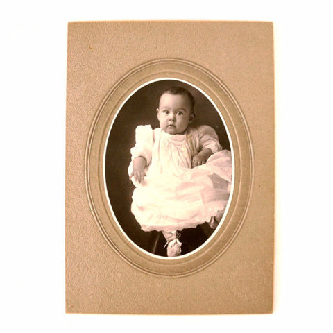 Antique Photograph of Baby Girl on Photo Card (c.1890s) - thirdshift
