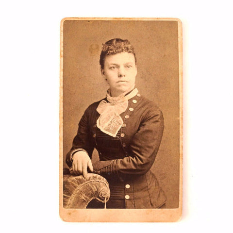 Antique Photo Cabinet Card of Woman, Helen Archer (c.1890s) - thirdshift