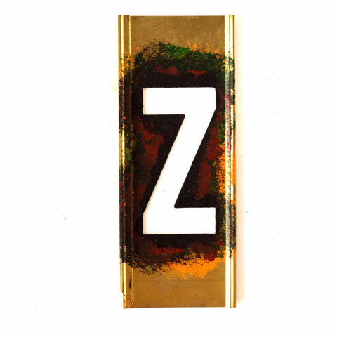 Vintage Brass Stencil Letter "Z" Reese's Interlocking Stencils, 4" tall (c.1950s) - thirdshift