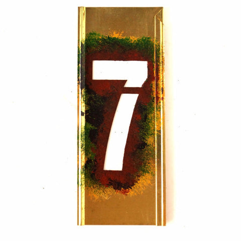 Vintage Brass Stencil Number "7" Reese's Interlocking Stencils, 4" tall (c.1950s) - thirdshift