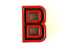 Vintage Industrial Letter "B" Black with Green and Red Paint, 2" tall (c.1940s) - thirdshift