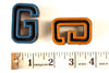 Vintage Industrial Letter "G" Black with Blue and Orange Paint, 2" tall (c.1940s) - thirdshift