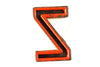 Vintage Industrial Letter "Z" Black with Blue and Orange Paint, 2" tall (c.1940s) - thirdshift