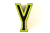 Vintage Industrial Letter "Y" Black with Light Orange and Light Green Paint, 2" tall (c.1940s) - thirdshift