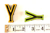 Vintage Industrial Letter "Y" Black with Light Orange and Light Green Paint, 2" tall (c.1940s) - thirdshift
