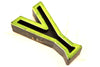 Vintage Industrial Letter "Y" Black with Light Orange and Light Green Paint, 2" tall (c.1940s) - thirdshift