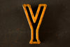 Vintage Industrial Letter "Y" Black with Light Orange and Light Green Paint, 2" tall (c.1940s) - thirdshift