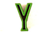 Vintage Industrial Letter "Y" Black with Red and Green Paint, 2" tall (c.1940s) - thirdshift
