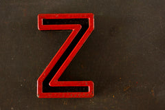 Vintage Industrial Letter "Z" Black with Red and Green Paint, 2" tall (c.1940s) - thirdshift