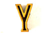 Vintage Industrial Letter "Y" Black with Light Orange and Light Green Paint, 2" tall (c.1940s) - thirdshift