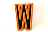 Vintage Industrial Letter "W" Black with Blue and Orange Paint, 2" tall (c.1940s) - thirdshift