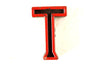 Vintage Industrial Letter "T" Black with Green and Red Paint, 2" tall (c.1940s) - thirdshift