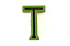 Vintage Industrial Letter "T" Black with Green and Red Paint, 2" tall (c.1940s) - thirdshift