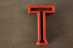 Vintage Industrial Letter "T" Black with Green and Red Paint, 2" tall (c.1940s) - thirdshift