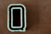 Vintage Industrial Letter "Q" Black with Light Blue and Light Green Paint, 2" tall (c.1940s) - thirdshift