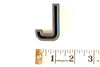 Vintage Industrial Letter "J" Black with Blue and Orange Paint, 2" tall (c.1940s) - thirdshift
