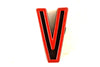 Vintage Industrial Letter "V" Black with Green and Red Paint, 2" tall (c.1940s) - thirdshift
