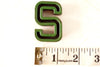 Vintage Industrial Letter "S" Black with Green and Orange Paint, 2" tall (c.1940s) - thirdshift