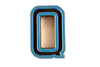Vintage Industrial Letter "Q" Black with Blue and Orange Paint, 2" tall (c.1940s) - thirdshift