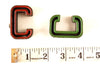 Vintage Industrial Letter "C" Black with Red and Green Paint, 2" tall (c.1940s) - thirdshift