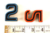 Vintage Industrial Number "2" Black with Blue and Orange Paint, 2" tall (c.1940s) - thirdshift