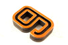 Vintage Industrial Number "9" / "6" Black with Orange and Blue Paint, 2" tall (c.1940s) - thirdshift