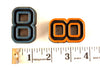 Vintage Industrial Number "8" Black with Blue and Orange Paint, 2" tall (c.1940s) - thirdshift