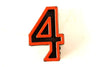 Vintage Industrial Number "4" Black with Orange and Green Paint, 2" tall (c.1940s) - thirdshift