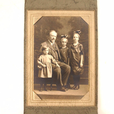 Antique Photograph of Grandfather and 3 Granddaughters (c.1900s) Otto A. Gericke - thirdshift