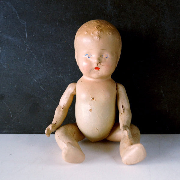 Vintage Composition Baby Doll with Molded Hair Jointed Arms Legs 10 ThirdShiftVintage