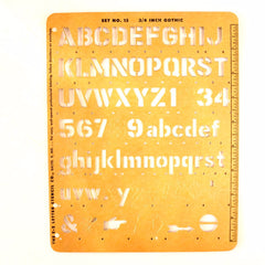 Vintage E-Z Lettering Co. Stencil No. 15 Set (c.1955) 3/4" Gothic Letters and Numbers - thirdshift