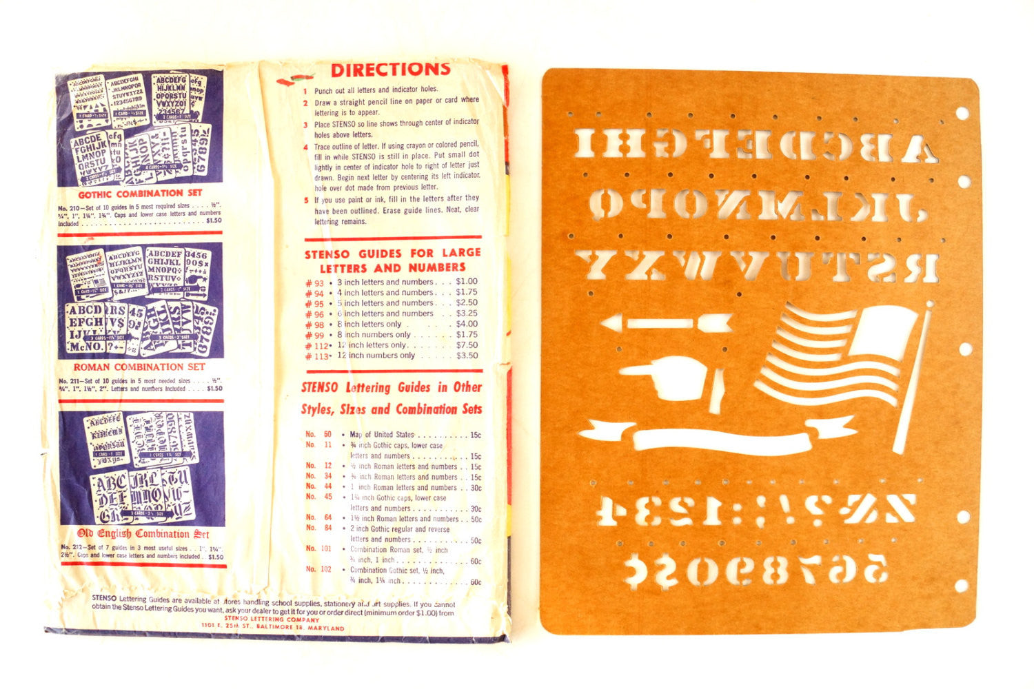 Vintage STENSO Stencil Lettering Guide, Roman 1/2 Letters Numbers (c. –