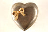 Vintage Heart Shaped Trinket Box with Gold Metal Bow (c.1950s) - thirdshift