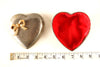 Vintage Heart Shaped Trinket Box with Gold Metal Bow (c.1950s) - thirdshift