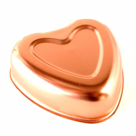 Vintage Aluminum Heart Shaped Jello Mold in Dark Pink Copper (c.1970s) - thirdshift