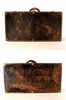 Vintage Black Metal Suitcase / Luggage, Metal Trim and Leather Handle (c.1940s) - thirdshift
