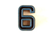 Vintage Industrial Number "6 / 9" Black & Blue & Light Orange Paint, 2" tall (c.1940s) - thirdshift