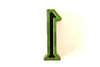 Vintage Industrial Number "1" Black with Red and Green Paint, 2" tall (c.1940s) - thirdshift