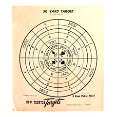 Vintage 5 Shot Poker Hand Paper Shooting Target (c.1950s) - thirdshift
