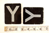 Vintage Alphabet Letter "Y" Card with Textured Surface in Black and White (c.1950s) - thirdshift