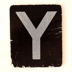 Vintage Alphabet Letter "Y" Card with Textured Surface in Black and White (c.1950s) - thirdshift