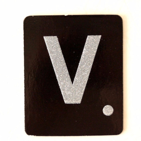 Vintage Alphabet Letter "V" Card with Textured Surface in Black and White (c.1950s) - thirdshift