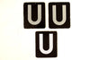 Vintage Alphabet Letter "U" Card with Textured Surface in Black and White (c.1950s) - thirdshift