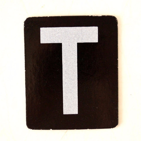 Vintage Alphabet Letter "T" Card with Textured Surface in Black and White (c.1950s) - thirdshift