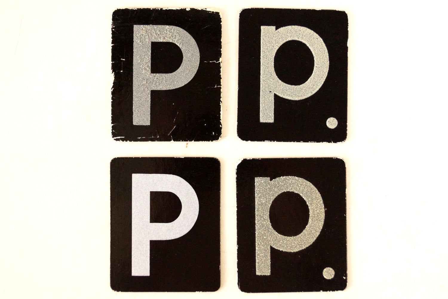 Vintage Alphabet Letter P Card with Textured Surface in Black and Wh –