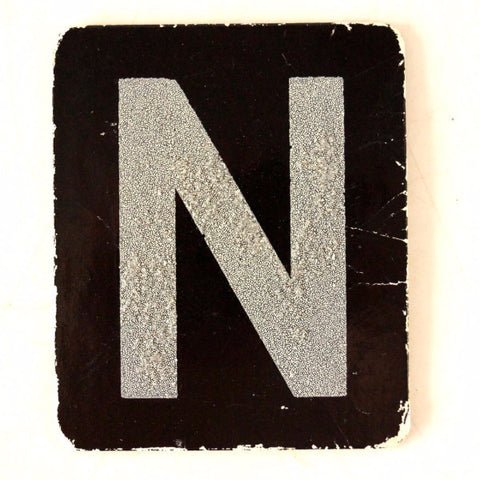 Vintage Alphabet Letter "N" Card with Textured Surface in Black and White (c.1950s) - thirdshift