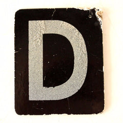 Vintage Alphabet Letter "D" Card with Textured Surface in Black and White (c.1950s) - thirdshift